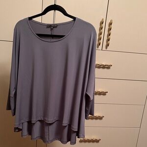 Kozan Gray Flowy Oversized Lagenlook Top Size L